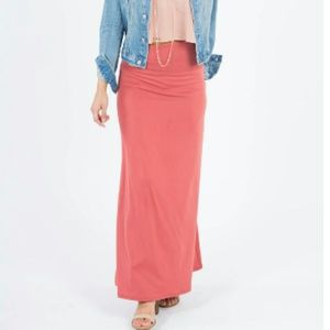 Agnes and Dora Women's Size XXS Maxi Skirt Dark Blush Baby Suede